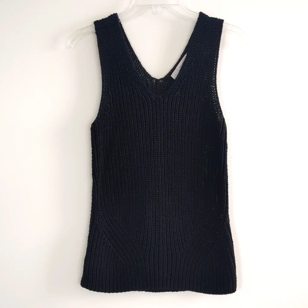 Women's LOFT Black Crochet Sleeveless Sweater (Size M) - Picture 1 of 4